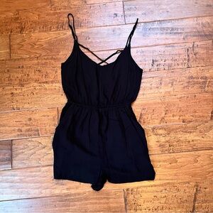 H&M Divided Black Sleeveless adjustable strap criss cross Romper Size 8